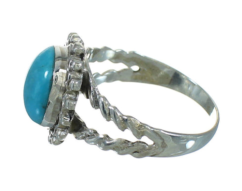 Southwestern Sterling Silver Turquoise Ring Size 8-3/4 QX86015